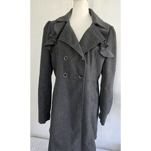Women's Pea Coat XL Ruffles Beverly Hills Polo Club Charcoal Gray Y2K Jacket